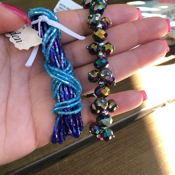 NEW! Multi color Crystal & blue beaded bracelet . - Picture 1 of 6